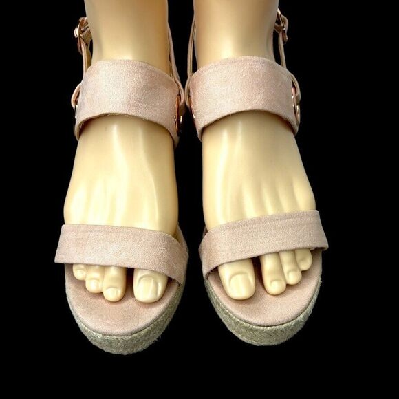 Lauren Conrad Light Pink Fabric Platform Wedge Espadrille & purse Womens Size 7M - Picture 2 of 12